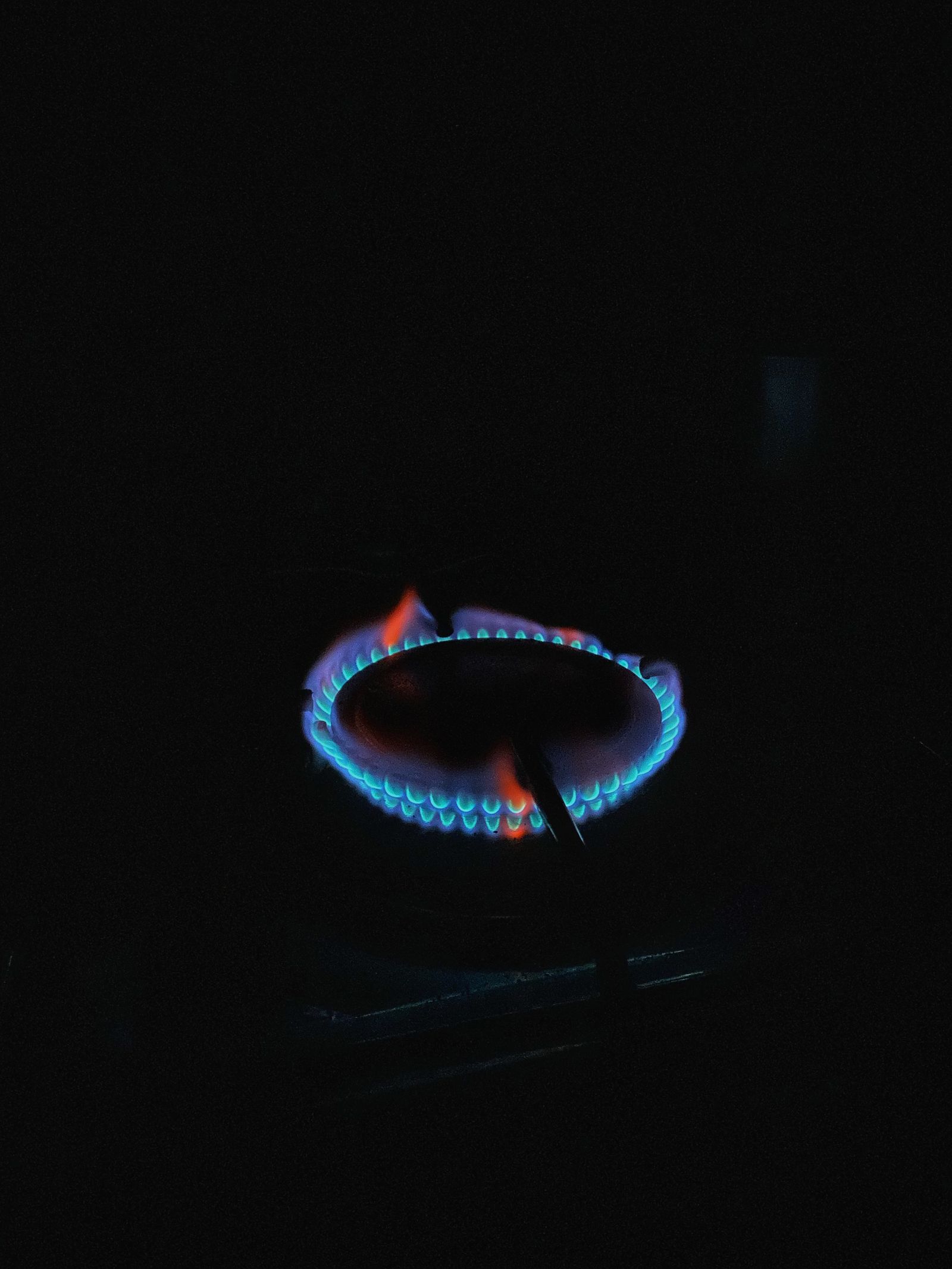 Sample image of a gas burner with a blue flame