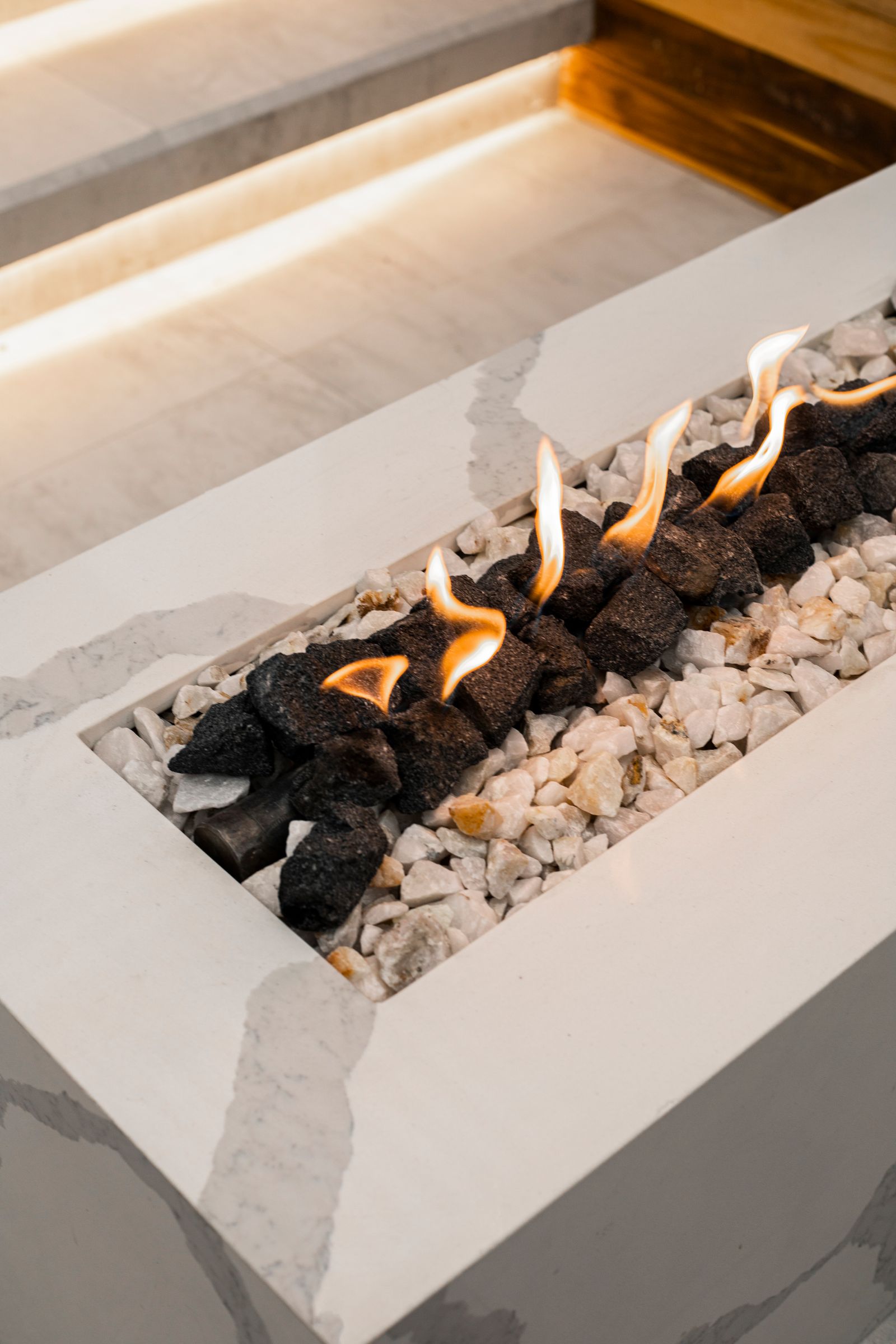 Sample image of a gas fire with flames over decorative stones